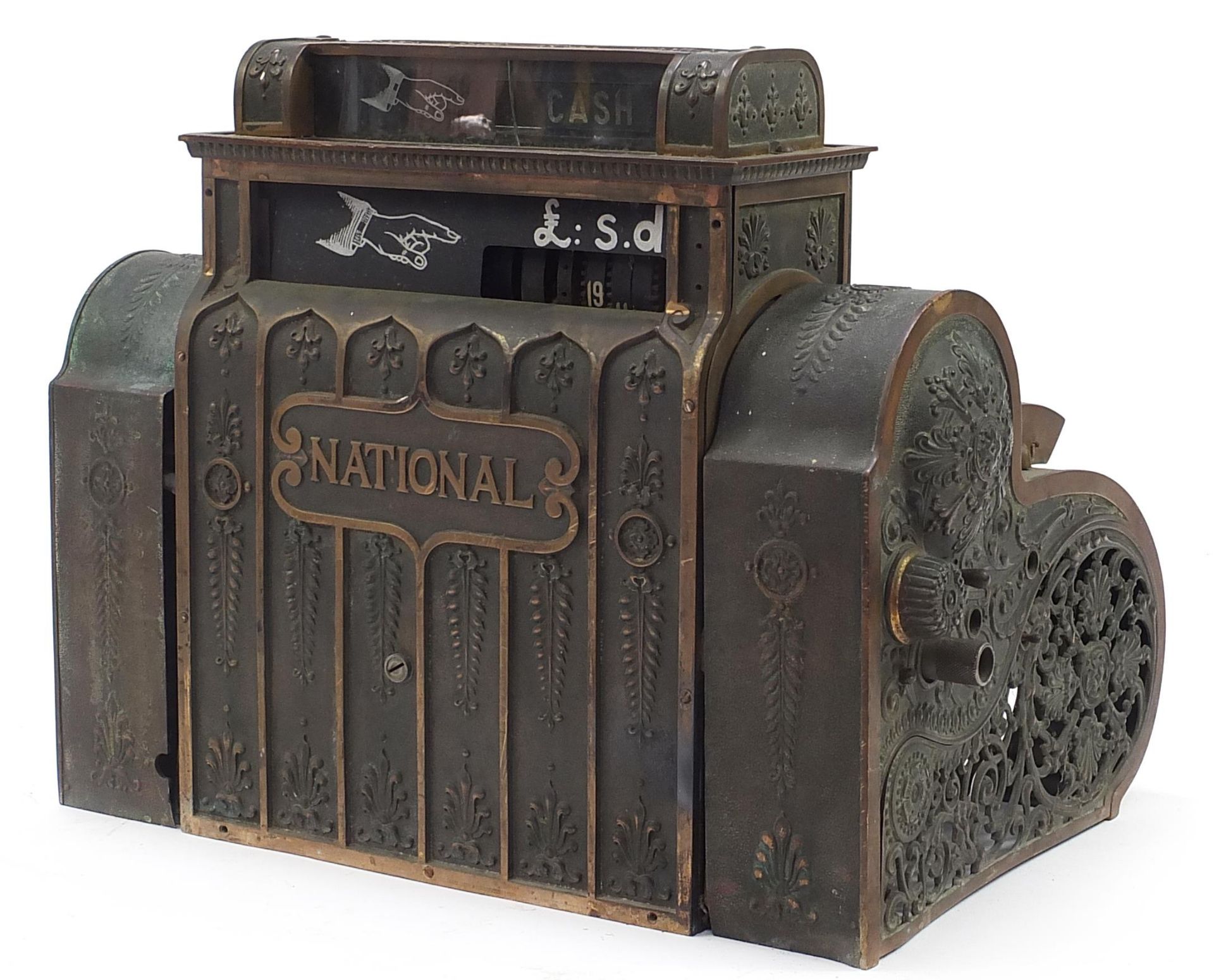 19th century National cash register with plaque impressed B552147 422-X-ESH, 42cm H x 49cm W x - Image 2 of 5