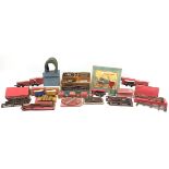 O gauge model railway locomotive, carriages and accessories with boxes including Hornby No 1 Goods