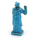 Chinese porcelain zodiac figure having a turquoise glaze, 13.5cm high
