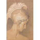 J W Brown 1818 - Hector, 19th century Greek mythology interest heightened pencil, mounted, unframed,