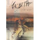 Macbeth, Royal Shakespeare Theatre poster designed by Ralph Steadman, unframed, 73cm x 50cm