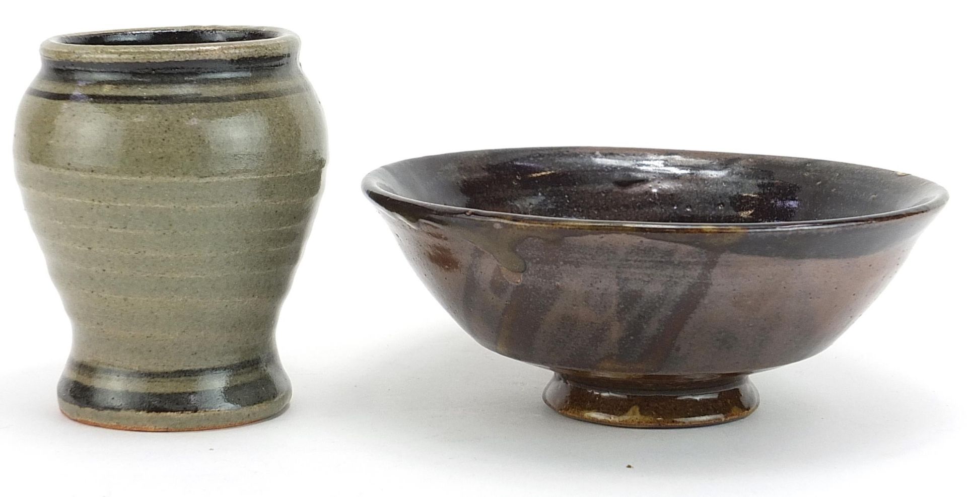 Seth Cardew, studio pottery comprising baluster vase and brown glazed Wenford Pottery bowl, each - Image 2 of 5