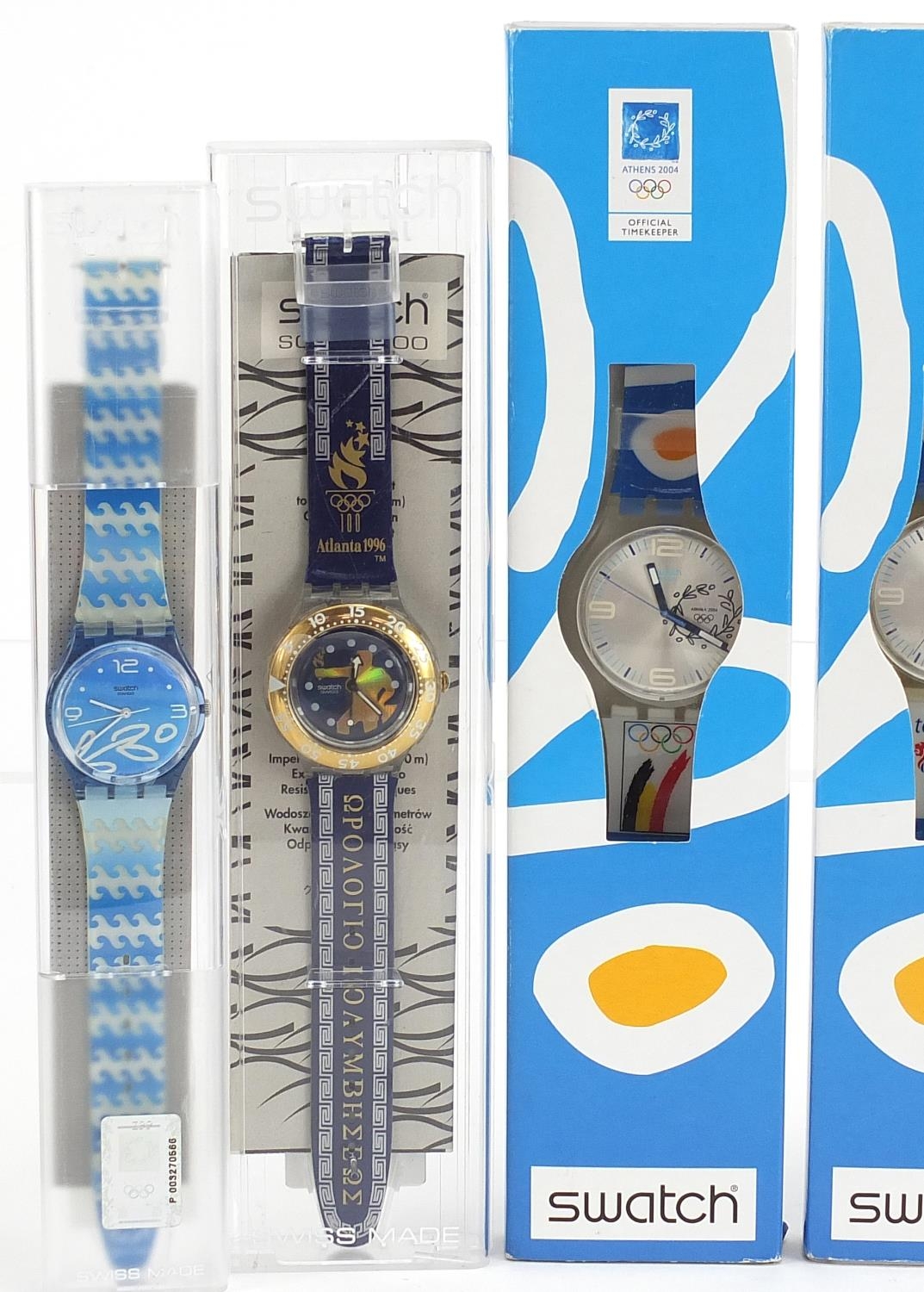 Swatch, six Swatch Collector's Club Olympic wristwatches with boxes and cases - Image 2 of 3