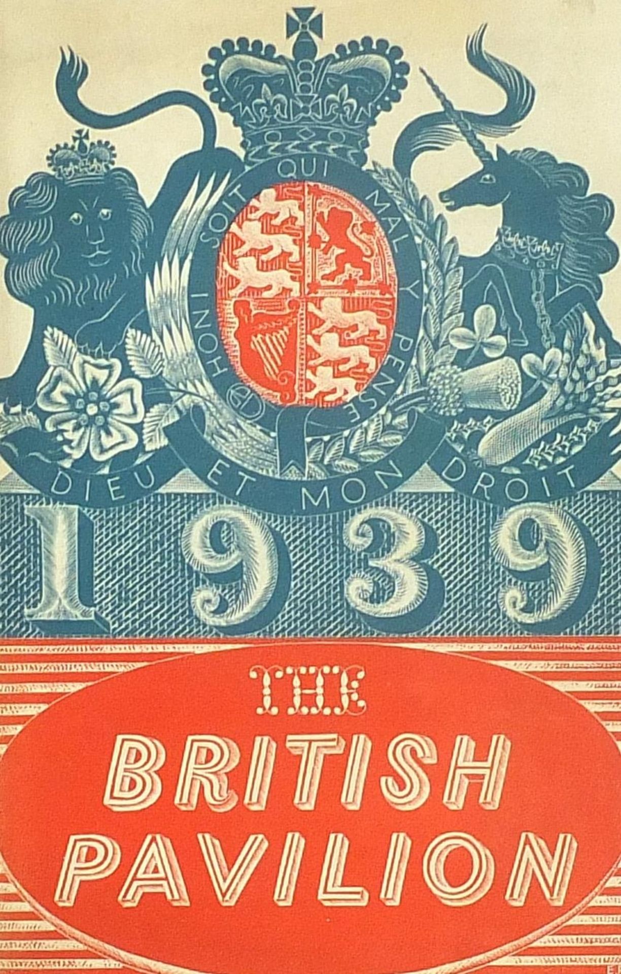 After Eric Ravilious - British Pavilion brochure 1939, woodcut engraving in colour, mounted,