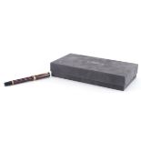 Parker red marbleised fountain pen with 18k gold nib and case