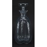 Stromberg, Scandinavian glass decanter with stopper, etched to the base, 24.5cm high