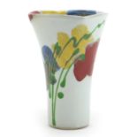 Janice Tchalenko for Dartington, pottery vase hand painted with poppies, impressed mark around the