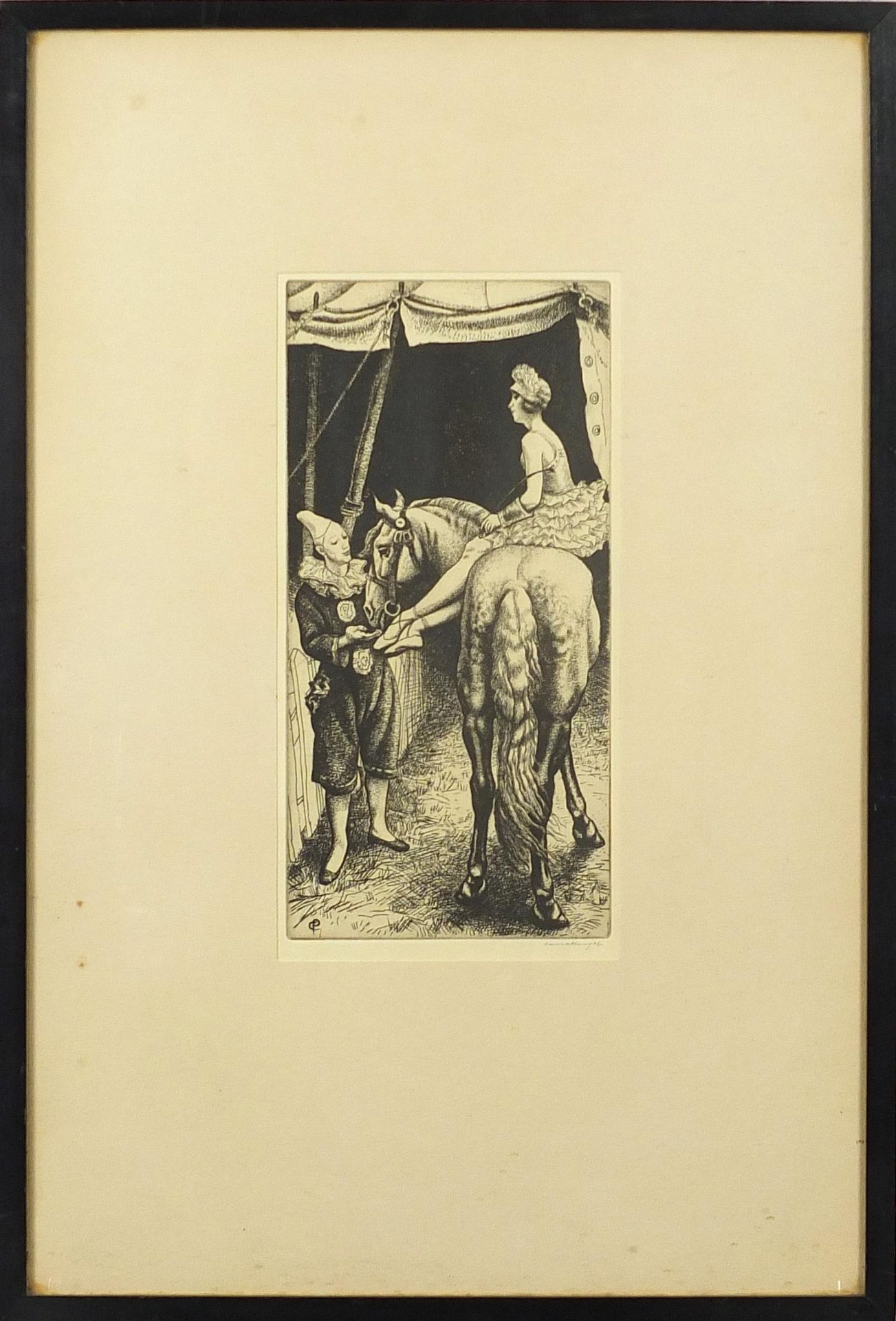 Dame Laura Knight - The Bareback Rider, pencil signed etching, C Dingley labels verso, mounted, - Bild 2 aus 6