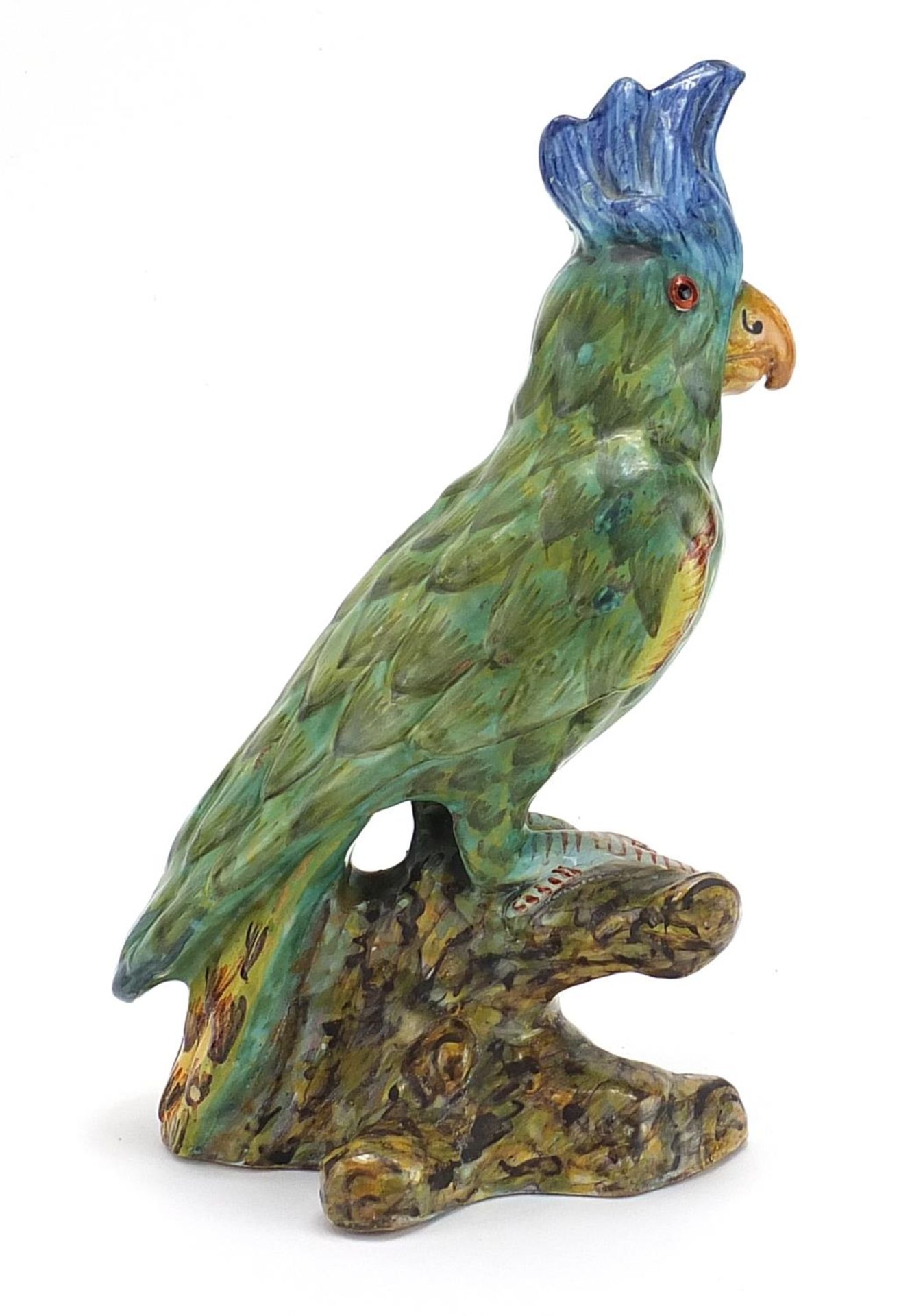 Mosanic, continental pottery parrot with beaded eyes, 26.5cm high - Bild 2 aus 4
