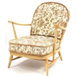 Ercol light elm Windsor armchair, 78cm high