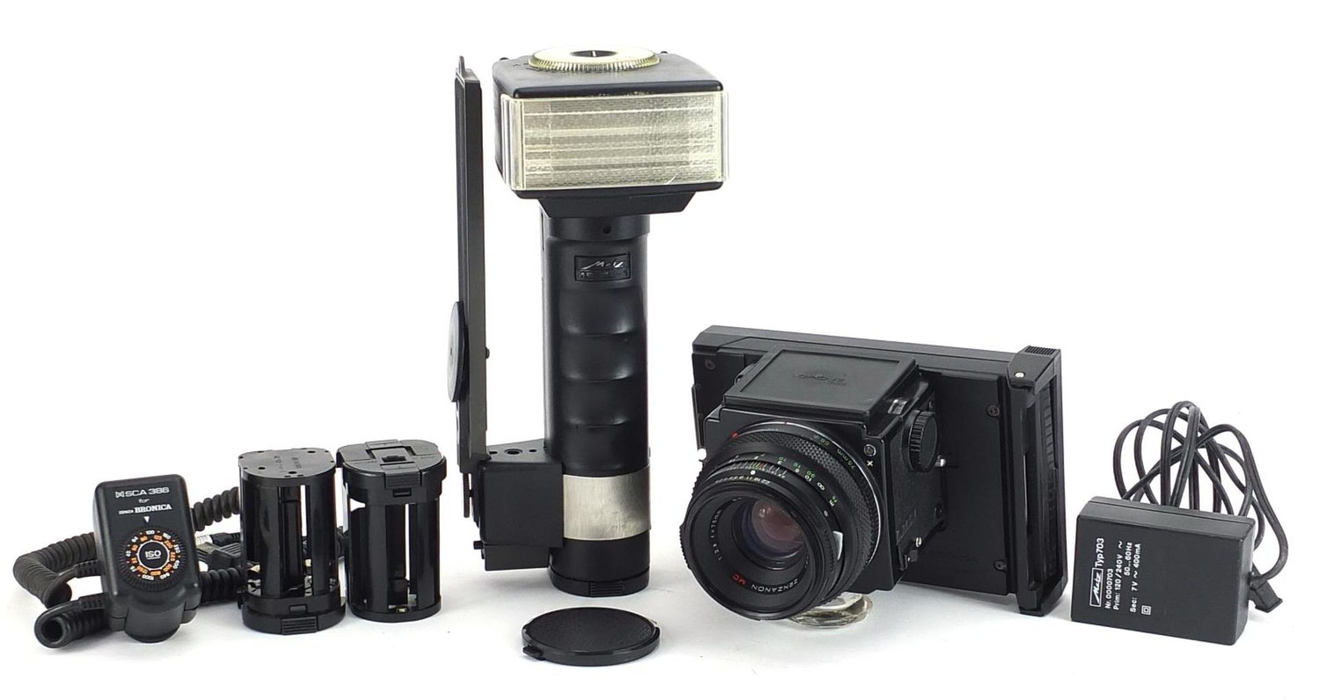 Zenza Bronica ETRS film camera with a Metz flash unit