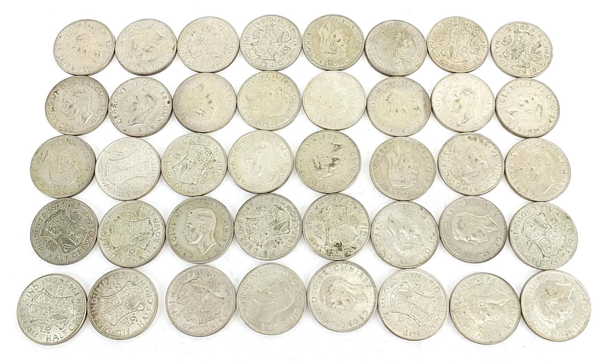 Collection of George VI British pre 1947 half crowns, 566.5g