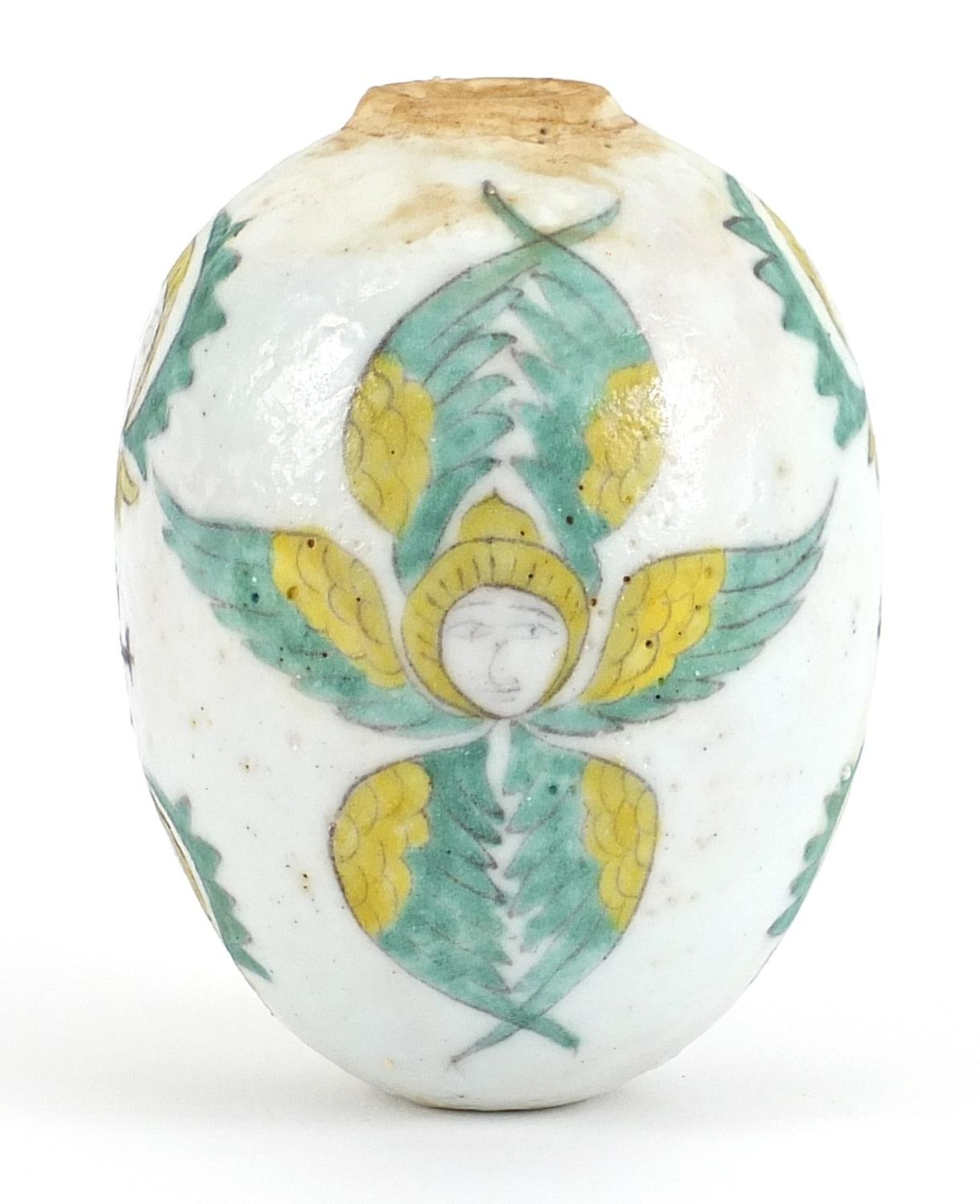 Turkish Kutahya Armenian pottery hanging ball hand painted with faces, 10cm high - Bild 2 aus 3