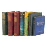 Seven hardback books including Thunderball by Ian Fleming, Alice's Adventures in Wonderland, The
