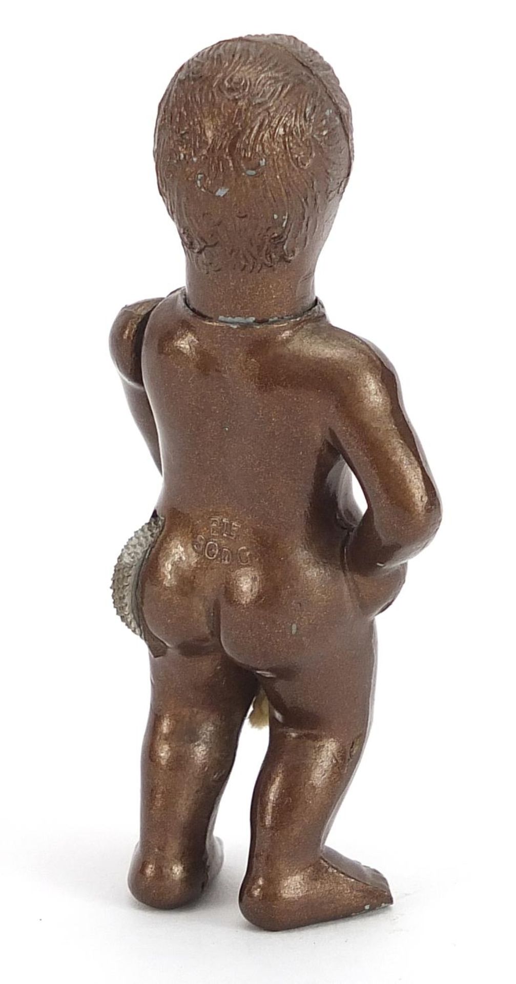 Novelty painted metal lighter in the form of a nude boy, marks to the reverse, 8cm high - Image 2 of 4