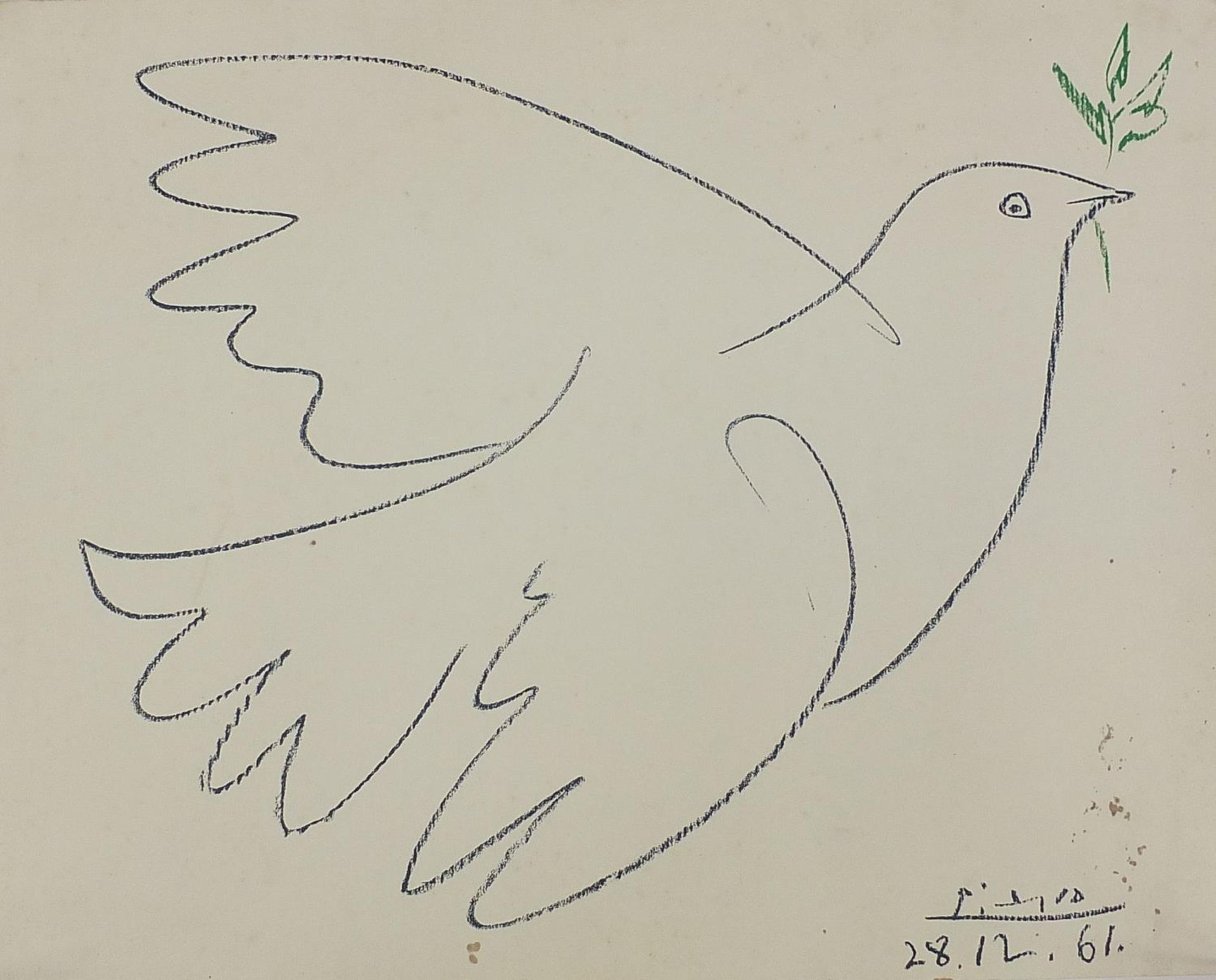 After Pablo Picasso - Peace Dove, vintage lithograph in colour on paper, unframed, 64.5cm x 49.5cm