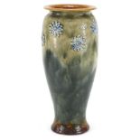 Royal Doulton, Art Nouveau stoneware baluster vase decorated with stylised flower heads, painted