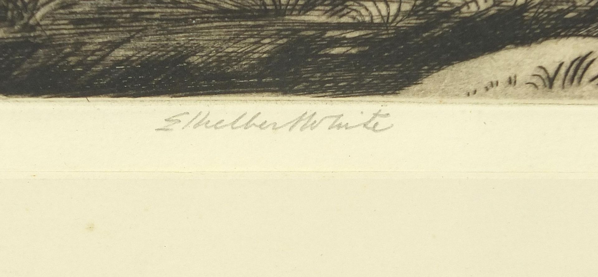 Elizabeth White - The Rick, pencil signed drypoint etching, limited edition 13/55, G Bennett label - Bild 3 aus 6
