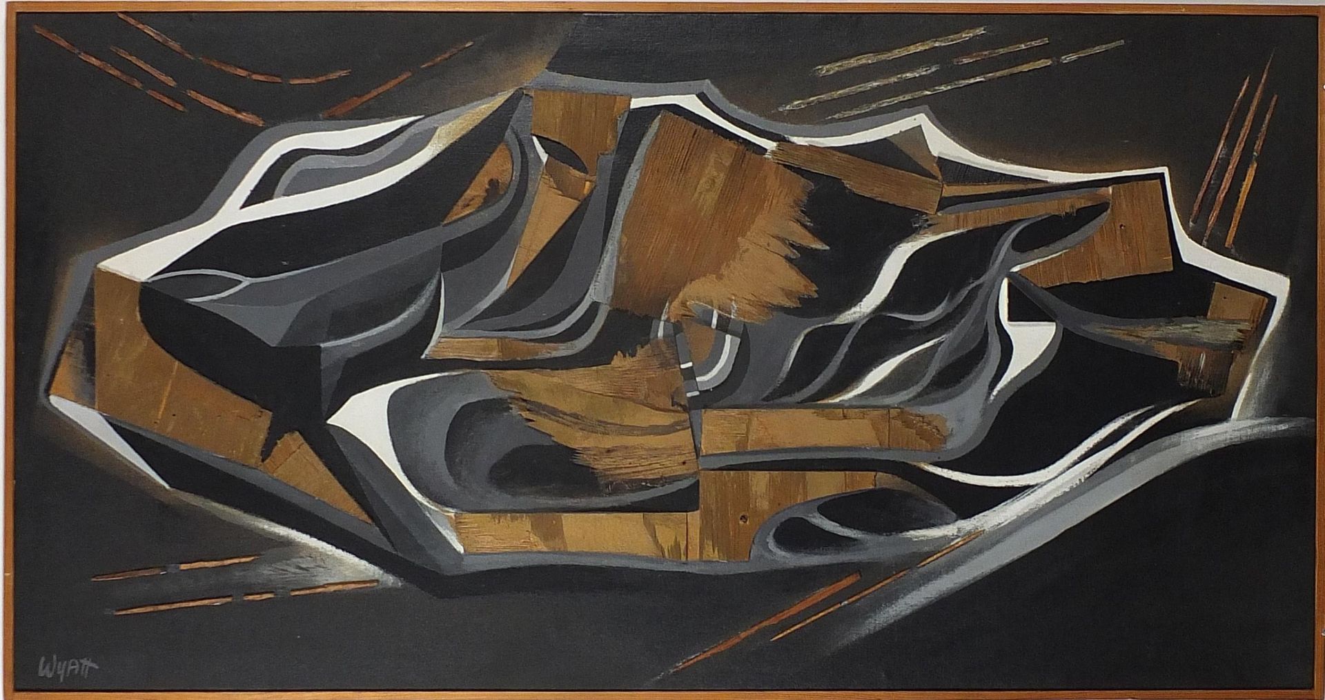 Leonard Wyatt - Meteorite - Black & Gold, oil and relief mixed media on canvas, inscribed verso, - Image 2 of 5