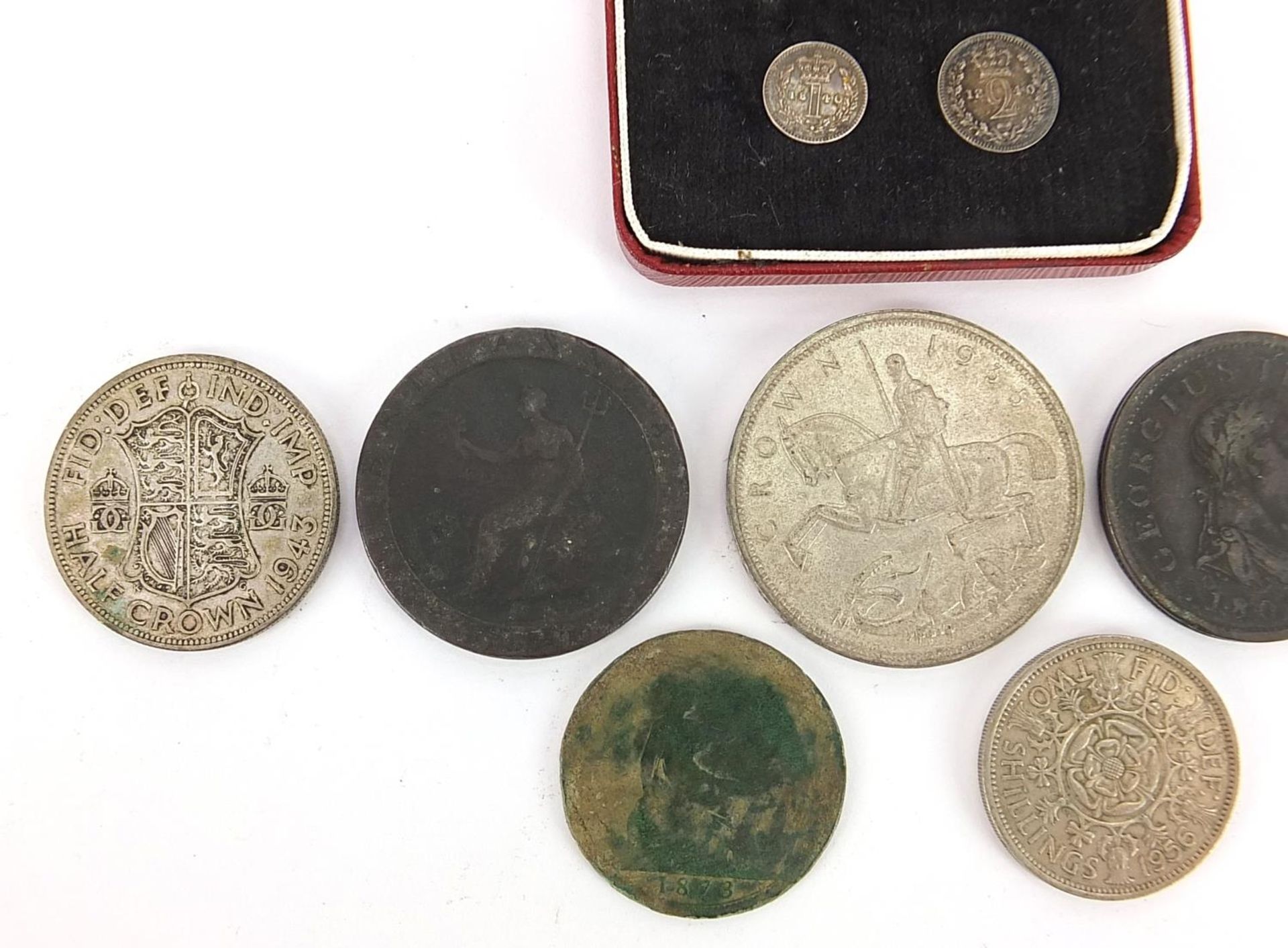 George III and later British coinage including two 1814 maundy coins and 1935 Rocking Horse crown - Bild 2 aus 6