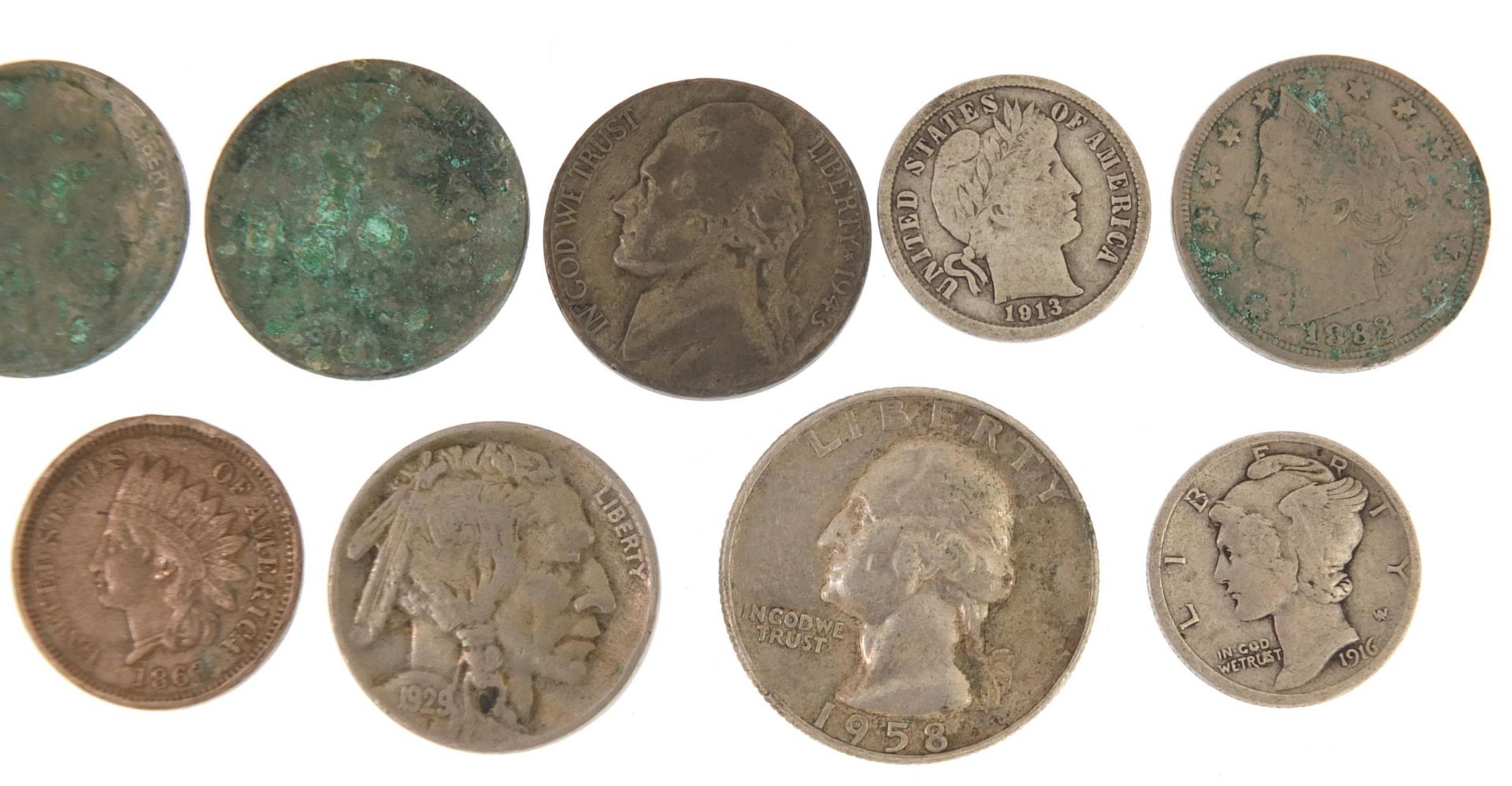 19th century and later American coinage including 1848 one cent and 1863 one cent - Image 3 of 3