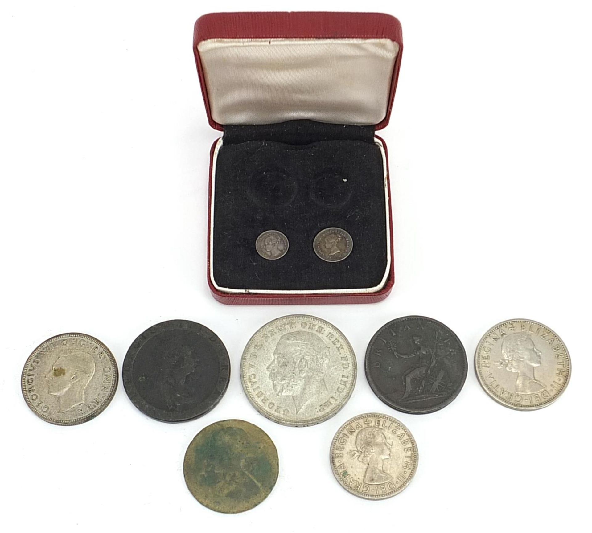 George III and later British coinage including two 1814 maundy coins and 1935 Rocking Horse crown - Bild 4 aus 6