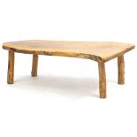 Naturalistic wooden coffee table, 40cm H x 117cm W x 71cm D