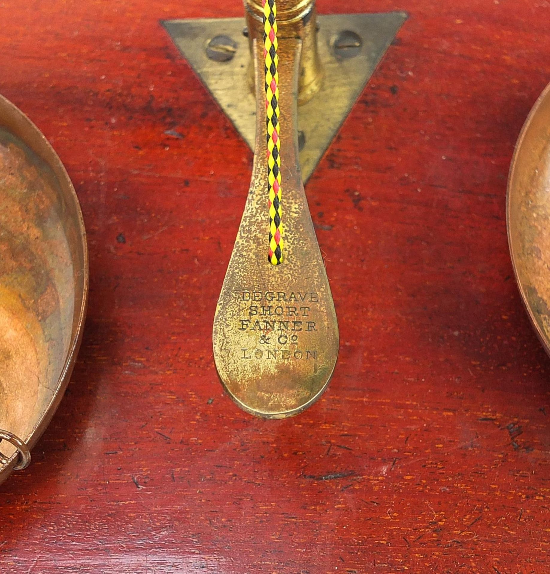 Set of Victorian mahogany and brass postage scales by Fanner & Co of London, 39.5cm high - Image 4 of 5