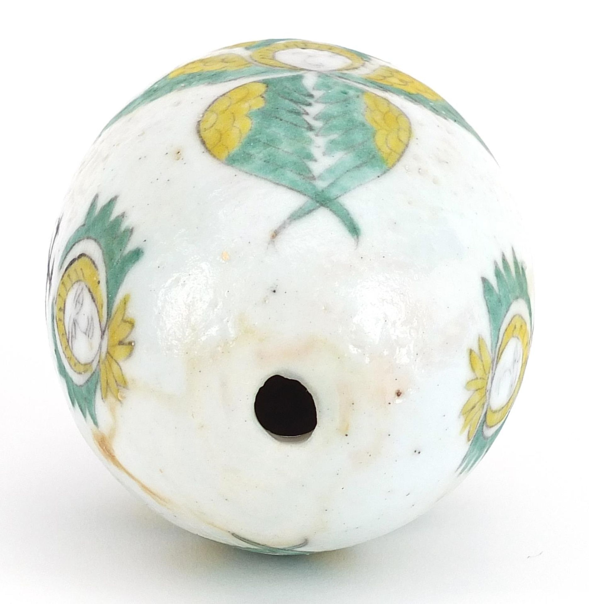 Turkish Kutahya Armenian pottery hanging ball hand painted with faces, 10cm high - Bild 3 aus 3