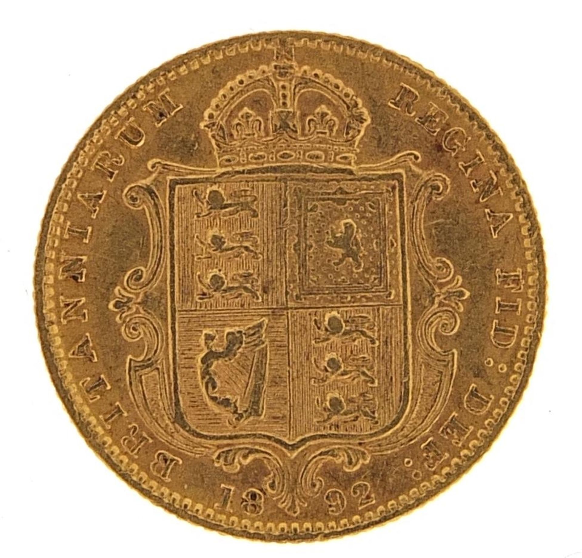 Queen Victoria 1892 shield back gold half sovereign