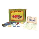 Vintage Meccano No1 Motor Car Constructor tinplate clockwork car with box and instructions