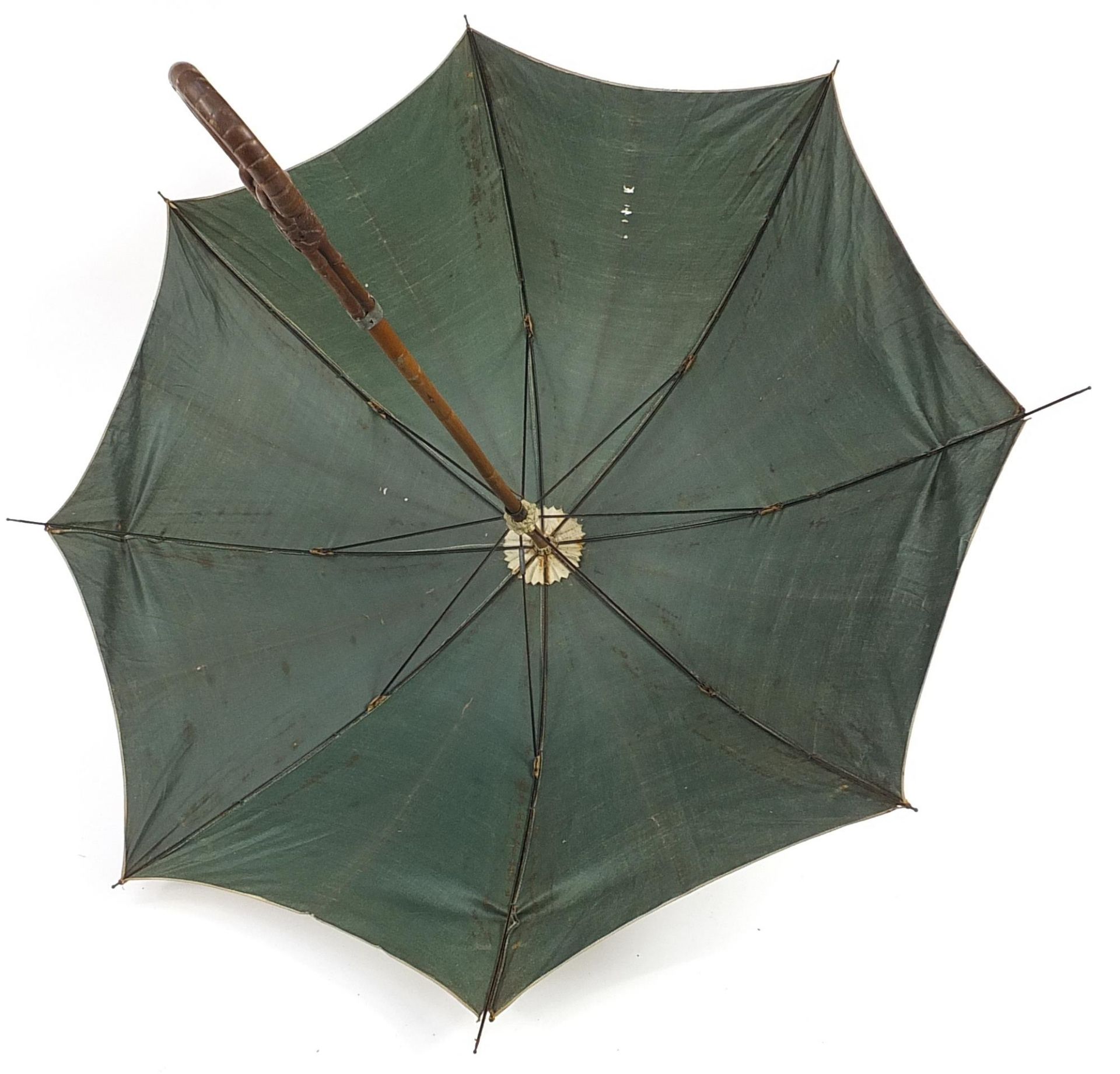 Black forest parasol with carved bamboo design handle, 87cm in length - Image 3 of 4