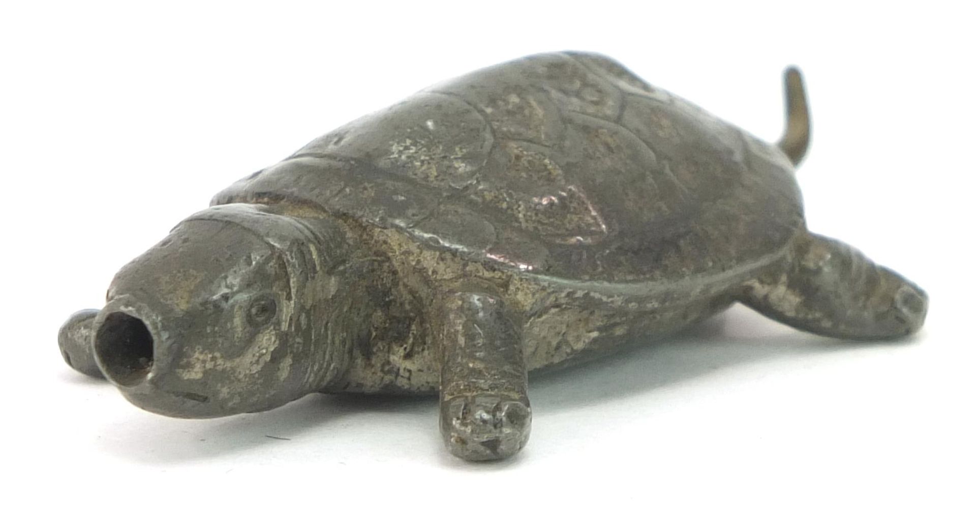 Novelty cast metal propelling pencil in the form of a tortoise, 5.5cm in length
