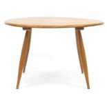 Ercol elm circular coffee table, 45.5cm high x 73cm in diameter