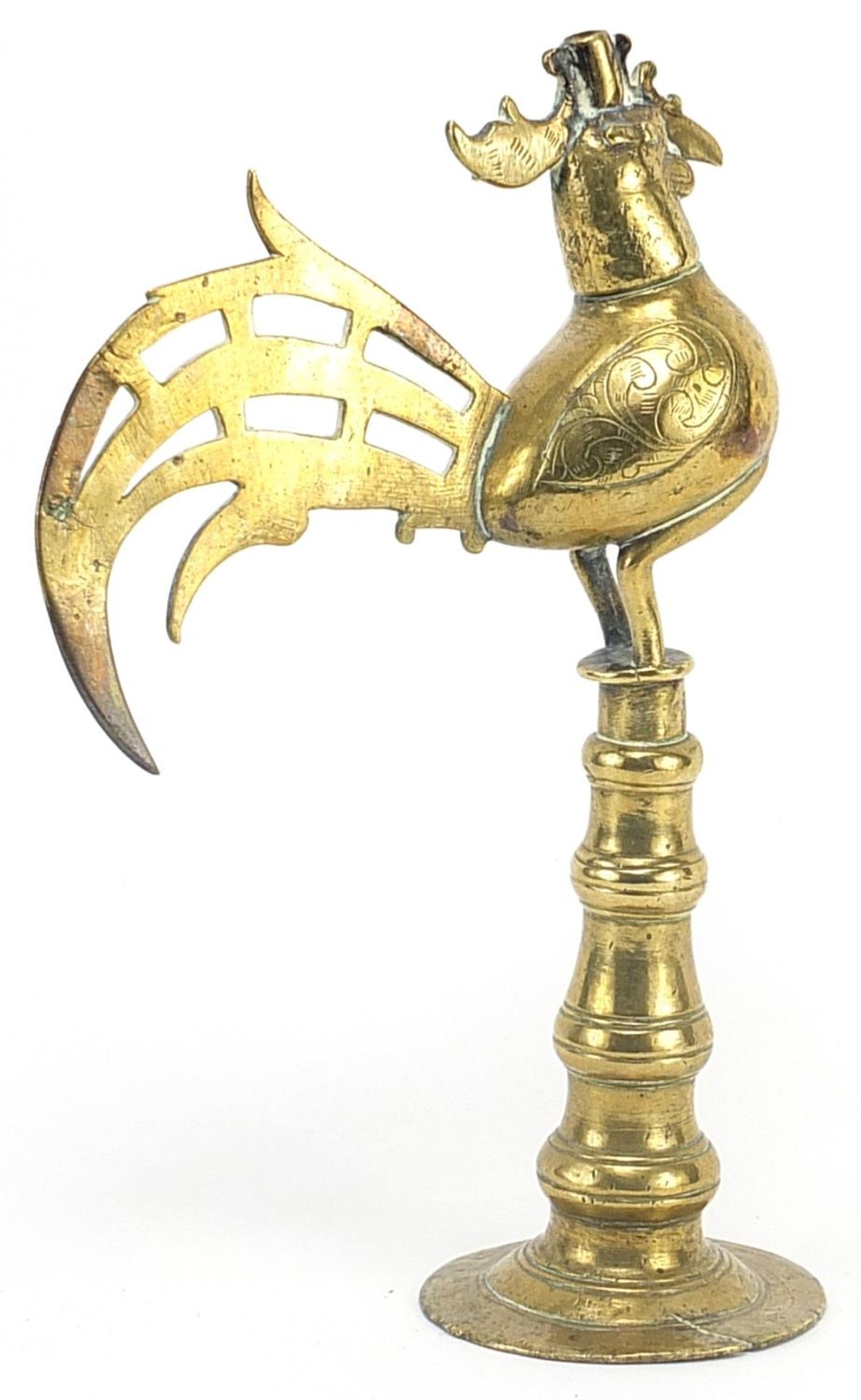 Antique Islamic brass model of a cockerel, 25.5cm high - Bild 2 aus 3