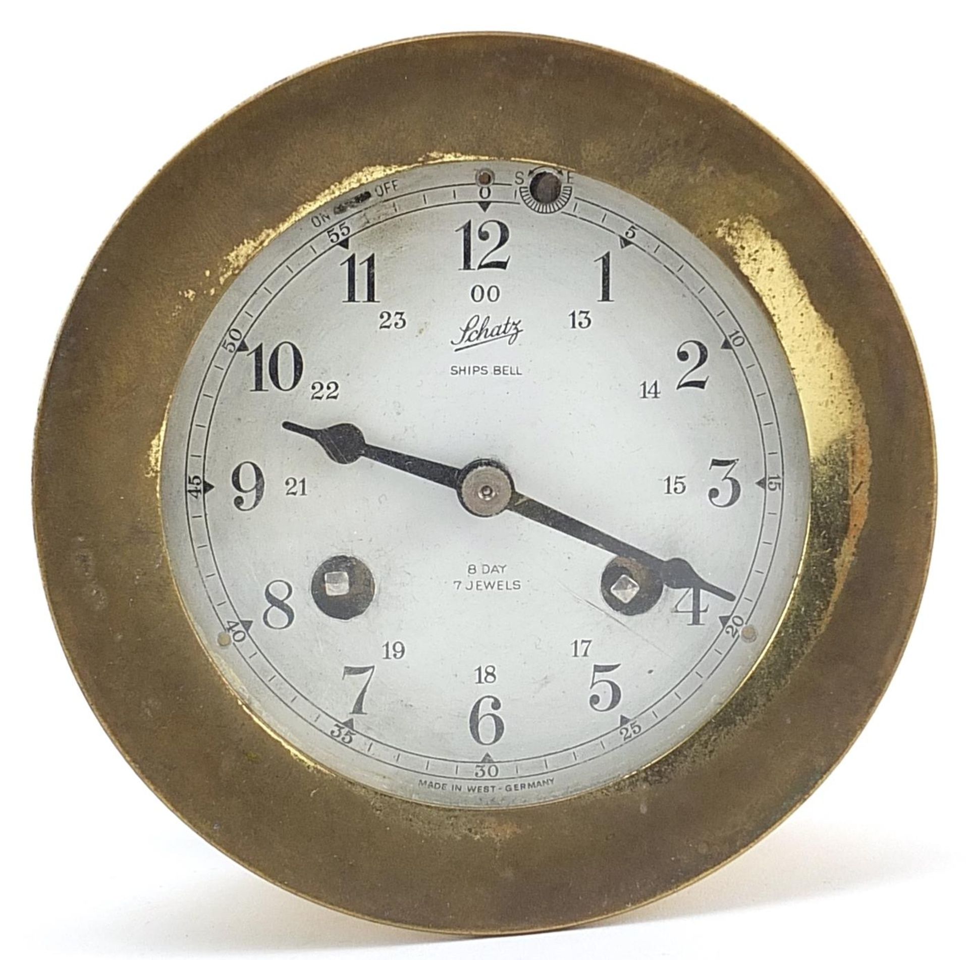 Schatz ship's bell eight day wall clock, 11cm in diameter