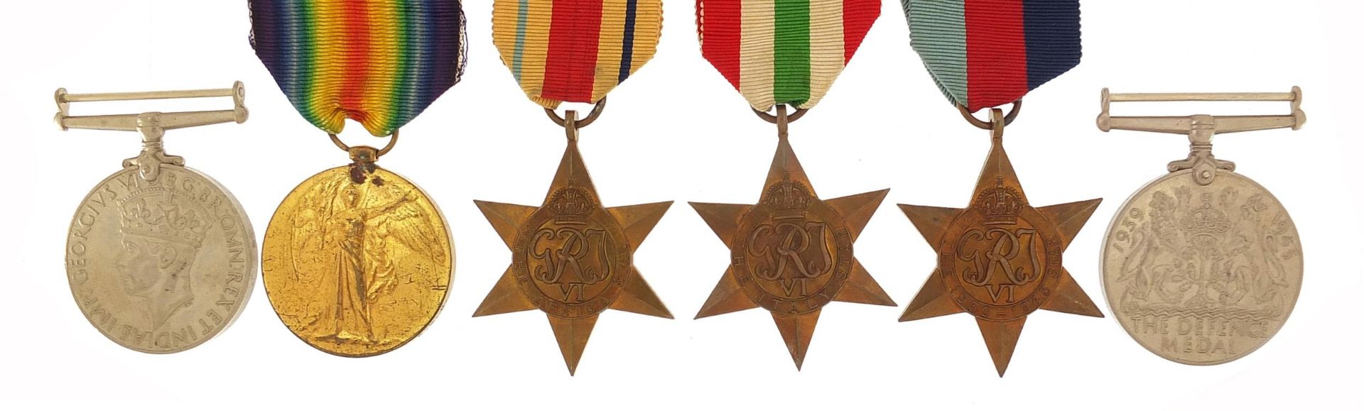 British military World War I and World War II six medal group including Victory medal awarded to