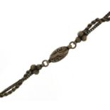 Victorian silver watch chain with T bar and tassel, 29cm in length, 18.0g