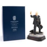 Ashmore for Worcester porcelain commemorative figure of Sir Winston Churchill raised on a wooden