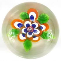 19th century St Louis glass floral paperweight, approximately 7cm in diameter