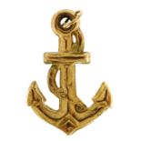 9ct gold anchor charm, 2.4cm high, 1.3g