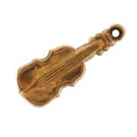 9ct gold violin charm, 2.2cm high, 0.5g