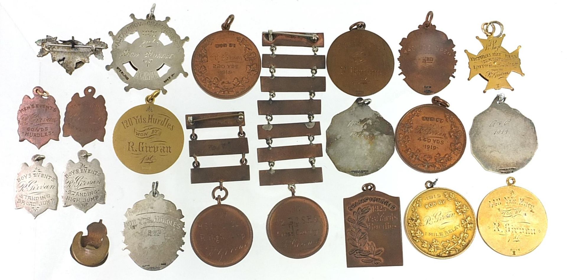Predominantly athletic jewels and medallions, some silver including standing high jump awarded to - Image 4 of 4