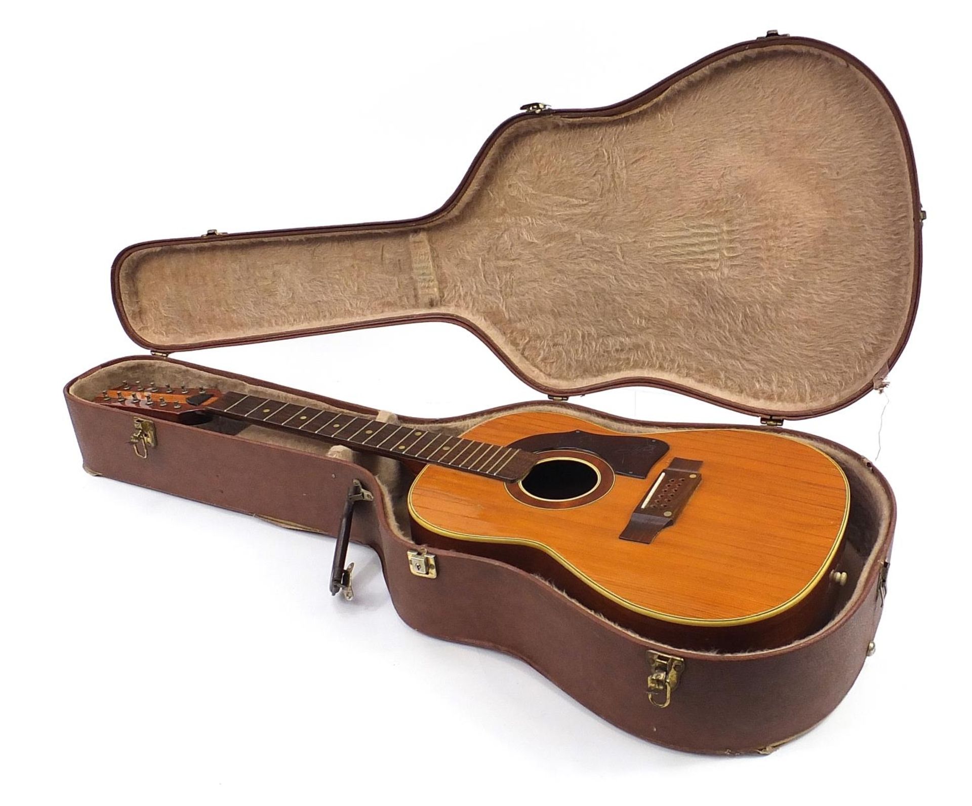 Hoyer, German wooden twelve string acoustic guitar with protective carry case - Image 5 of 6