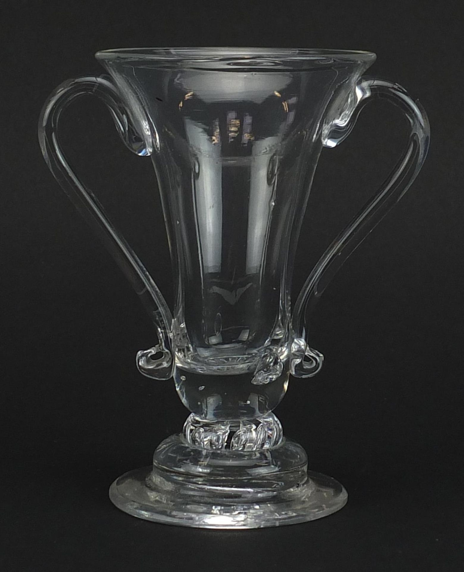 18th century jelly glass with twin handles, 11.5cm high