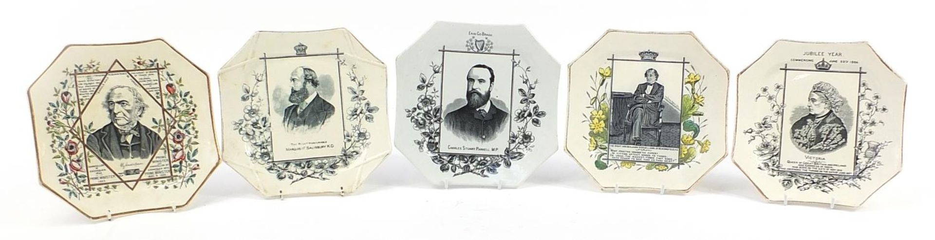 Five political interest commemorative plates including Charles Stuart Parnell and The Right