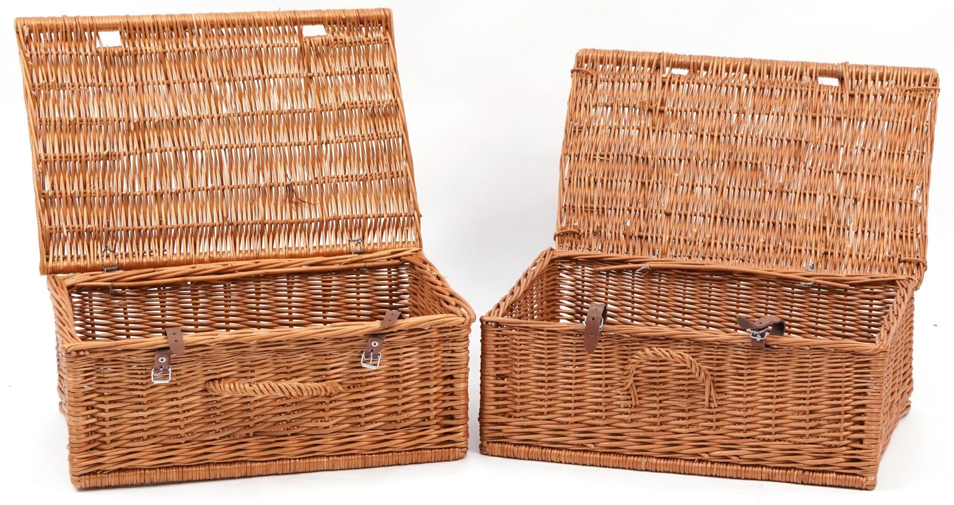 Two wicker picnic hampers, 23cm H x 57cm W x 38cm D - Image 2 of 3