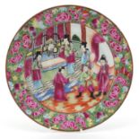 Chinese Canton porcelain plate hand painted in the famille rose palette with an emperor and