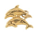 Unmarked 9ct gold dolphin charm, 1.7cm wide, 0.5g