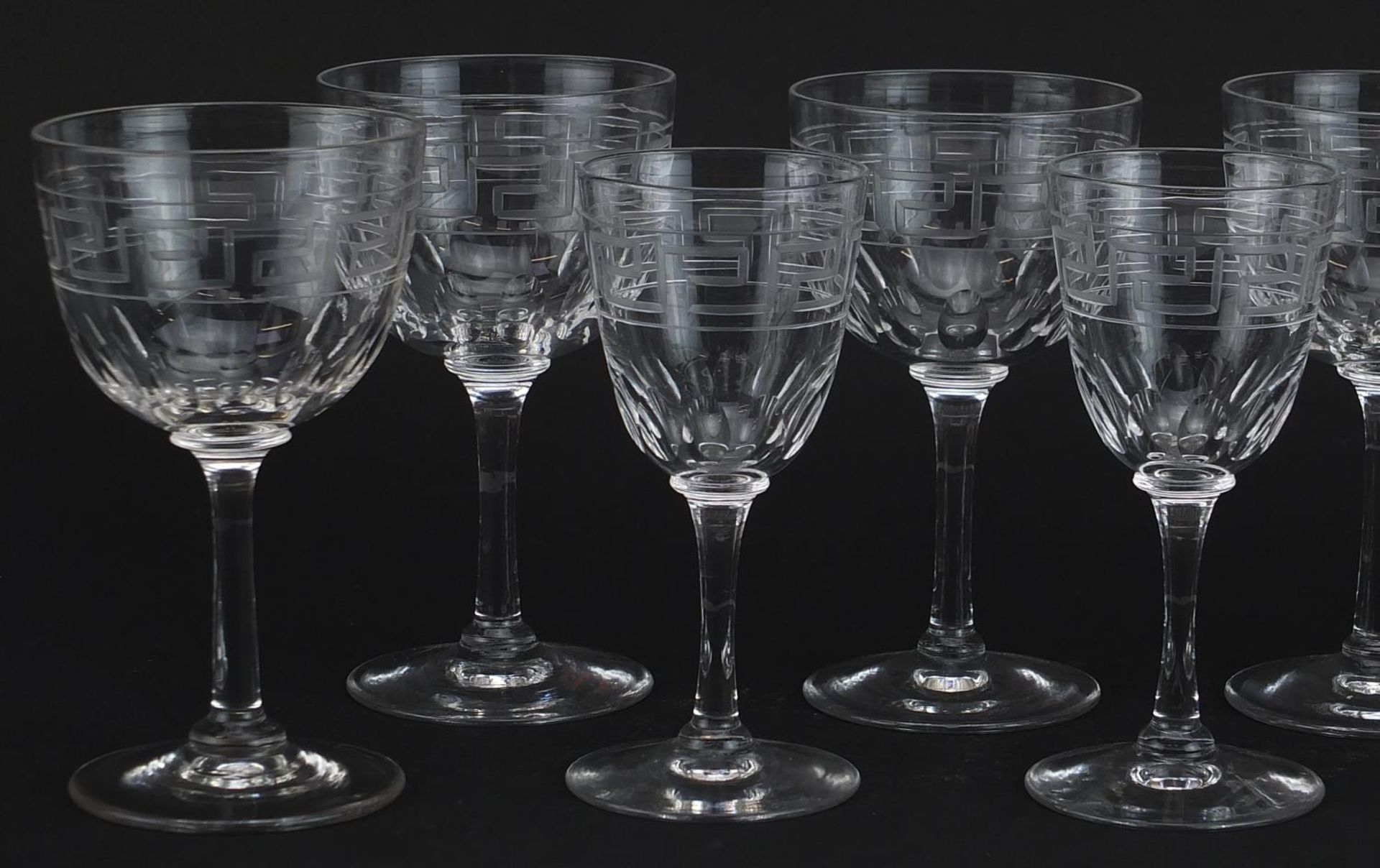 Good quality Victorian cut glassware with Greek key design including a set of six, the largest - Image 2 of 4
